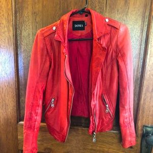 Doma red leather jacket size xs